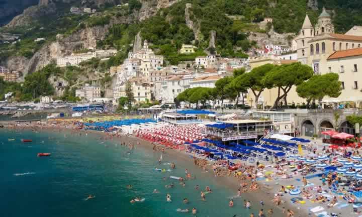 Amalfi beach and sea
